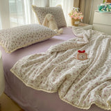 Floral Printed Summer Quilt Four Piece Set Soft Bedroom Decor Bedding Set Summer Quilt Bed Sheet With Pillowcases Home Textiles