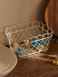 Mini Size Snack Sundries Storage Basket Metal Iron Art Rotundity Square Frame Desktop Cosmetics Jewelry Storage Basket