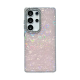 Luxury Glitter Rhinestone Camera Border Laser Love Heart Shell Pattern Phone Case For Samsung Galaxy S25 S24 FE Ultra Plus Cover