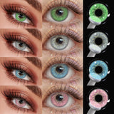 2 Pairs 6 Months Disposable Colored Contact Lenses Green Anime Cosplay Soft Contacts Lenses for Daily Party Eye Beauty