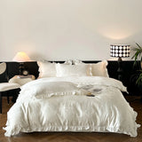 White Jacquard Bedding Set King Queen Size 4pcs Satin Cotton Duvet Cover Sets Fitted Bed Sheet Pillowcases Home Textile