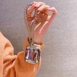 Luxury Electroplated Silver Bead Chain Bracelet Case For Apple AirPods 1 2 Pro 3 Headset Charging Box Earphone Protection Cover