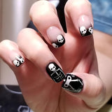 24pcs Short False Nail for Halloween Nail DIY Decor Supplies Cute Pumpkin Ghosts Pattern Fake Nail Tips for Girls Press on Nails