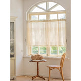 Retro Coffee Cotton Linen Kitchen Half Door Decorative Partition Linen Short Curtains