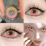 1 Pair Korean Fashion Lenses Pink Anime Lenses with Diopters Degree Big Eye Lenses Soft Beautiful Pupil High Quality Lens