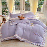 Korean Style Bedding Sets Four Piece Set With Lace Bed Flat Sheet Pillowcase Duvet Cover Set 200x230cm King Size Home Textiles