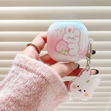 Rose Red Marble Pattern 3D Love Heart Cute Bear Pendant Earphone Accessories Case For Galaxy Buds Pro 2 Live Protection Cover