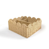 Rattan Effect Scalloped Edge Storage Basket Handles Plastic Woven Storage Basket Woven Handwoven Organizer Basket
