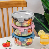 Student Bento Box with Cutlery Portable Round Lunch Box Microwaveable Snack Box Large Capacity Food Storage Container