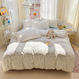 Thick Pure Brushed Bed Sheets, Duvet Cover Set, 4 Piece Bedding Set 2026 new style washed double-layer yarn printed