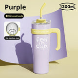 1200ml Large-Capacity Insulated Cup with a Antibacterial ceramic Inner Liner and an Attached Straw，car cup，water bottle
