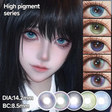 2pcs Half-Year Colored Contacts 14.5mm High Pigment Blue Purple Red Grey Lenses for Cosplay