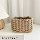 Handmade Thick Cotton Rope Woven Storage Basket Simple Desktop Book Snack Miscellaneous Items Basket for Bedroom Living Room