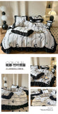 Washed Cotton Bedding Sets With Lace Black Printed Four Piece Set Bedroom Decor Duvet Cover Pillowcase Bedspread Bed Cover Sets
