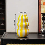 Retro Stripe Ceramic Vase, Elegant Minimalist Home Decor for Living Room Table