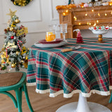 Christmas decorative Plaid Tablecloth With Tassels Red And Green Table Cover For Home Party Dining Decor