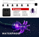 1pc 20/30 LED Halloween Spider Outdoor String Light With 8Lighting Modes Lamp Solar Powered For Home Garden Yard Halloween Decor