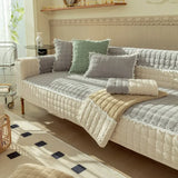 Quilted Velvet Sofa Covers, Couch Slipcover, Lace, Sectional Sofa Armchair Furniture Protector, Soft Warm, Non-slip