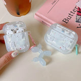 Grass dog cat flower cute clear capa for airpods 1 2 3 4 pro 2 bluetooth earphone case with decorate keyrchain soft lovely funda
