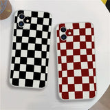 Fashionable Red Checker Case for iPhone 14 13 Pro Max Back Phone Cover for 12 11 Pro Max X XS XR 8 7 Plus SE