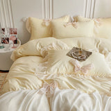 Korean Princess Style Bedding Sets Ruffle Lace Bow Quilt Cover Romantic Bedclothes Decor Woman Girls Bedroom/ Bedding Set