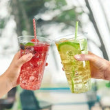 Wholesale 50pcs 400ML Plastic Cups With Lids Clear Disposable Cup For Parties Iced Coffee Smoothie Milkshake Cold Drinks