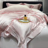 800TC Lyocell Soft Silky Cooling Summer Luxury Hollow Wide Edge Bedding Set Duvet Cover Bed Sheet/Fitted Sheet Pillowcases 4Pcs