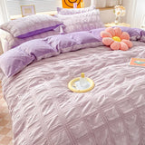 Home Textile Winter Coral Velvet Quilt Cover Four Piece Set Seersucker Duvet Cover Bed Sheet Pillowcase Comforter Bedding Set