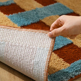 Retro Tufted Grids Bathroom Mat Soft Tufting Geometric Bedroom Carpet Bedside Rug Floor Non Slip Pad Aesthetic Home Autumn Decor