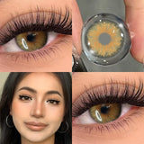1 Pair Hot Sale Cleopatra Series Green Colored Contact Lenses with Prescription Myopia Lenses Natural Blue Iris Lens