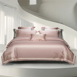 2025 New Luxury Embroidery 1200TC Lyocell Cotton Soft Silky Bedding Set Duvet Cover Set Bed Sheet/Fitted Sheet Pillowcases 4Pcs