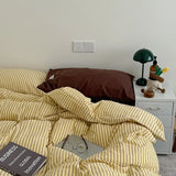 Nordic Striped Pure Cotton Bedding Sets 40S Cotton Skin-Friendly Comfortable Quilt Cover Kit Home Dorm Bedclothes for Seasons