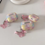 For Apple AirPods 4 Cover Rainbow Headset Case For AirPods 4 4th Shell Hard PC Coque Lovely Girls Cases With Butterfly Pendant