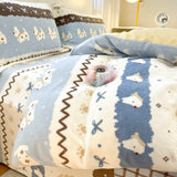 New High-weight Milk Fleece Thickened Single Quilt Cover  Winter Warm Cartoon Duvet Cover Skin-friendly Bedding