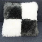 Includes Pillow Insert Living Room Sofa Pillow Cushion Color-blocked Plush Cushion Cover Machine-washable Sofa Pillow Home Decor