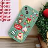 Ottwn 3D Cartoon Elk Santa Claus Tree Christmas Phone Case For iPhone 13 11 12 Pro Max 13 14 Plus X XR XS 7 8 Plus SE Cover