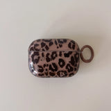 Transparent Brown Leopard Print + Ring Suitable for Apple Airpodspro2 Case/Airpodspro Case/Airpods4 Case/Airpods3 Case/Airpods2