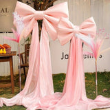 Ikeehome  1pc Giant Pink Bow Party Decoration, Elegant Festival Event Decoration Polyester Pendant Suitable for Weddings and Celebrations