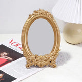 Rustic Carving Frame Gold Mirror Home decor Tray Home Decorative Mirror Bedroom Table Makeup Mirror