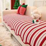 Red Irregular Sofa Cushion Four Season Universal Anti Slip Straight Sofa Cover One Piece Christmas Decor Living Room Couch Mat