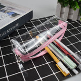 Simple Pencil Box Cute Transparent Pencil Case Zipper Square School Student Supplies Stationery Storage Bag
