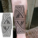 1 Sheet Compass Family Temporary Tattoos For Women Men Adults Flower Tribal Maori Totem Tattoo Sleeve Waterproof Temp Stickers