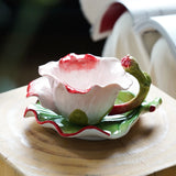 Ceramic Coffee Tea Cup Set, 3D Floral Design with Matching Saucer,Latte Art Coffee Mug, for Milk Tea & Dessert, Aesthetic Gift