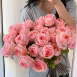 30 Simulated Roses Realistic Touch with Fake Flowers Valentine's Day DIY Wedding Party Home Decoration Pink Rose Eternal Flower