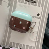 Blue Cover Brown Pink Star + Heart Pendant Case Suitable for Apple for Airpodspro2 Case/For Airpodspro Case/For Airpods4 Case/For Airpods3 Case/For Airpods2 Case/Fashionable Women's Earphone Case/Simple Earphone Case/