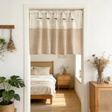 1PC Country-Style Checkered Small Window Short Curtain,Bow-Tie Splicing Design Half Curtain For Kitchen Door,Cabinet,Partition