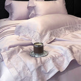 Lyocell Bamboo Fiber Luxury Embroidery Summer Quilt Soft Silky Thin Comforter Blanket With Bed Sheet Pillowcases Bedding Set
