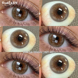 1 Pair Colored Contact Lenses Natural Brown Pupils Blue Eyes Contact lenses Gray Soft Contacts 14.50mm