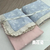 Princess Style Print Bedding Sets Ruffle Lace Bow Quilt Cover Romantic Bedclothes Home Decor Woman Girl Bedroom Duvet Cover 4pcs