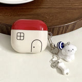 line red house simple style imd silicone earphone case for airpods 1 2 3 4 pro 2 soft protection cover